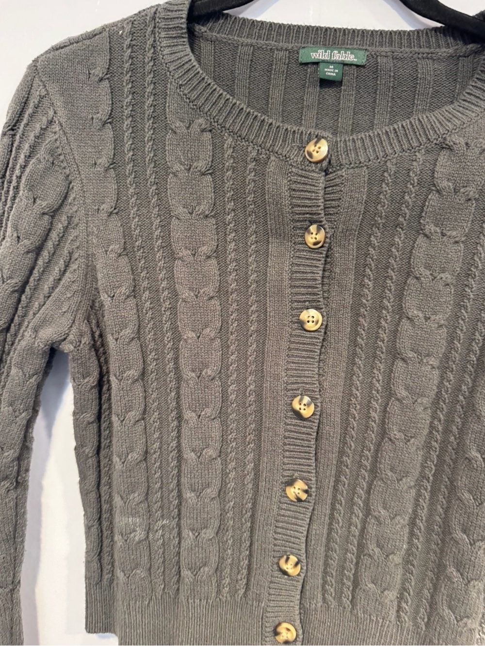 wild fable Charcoal Cable-Knit Button Cardigan - Picture 2 of 4